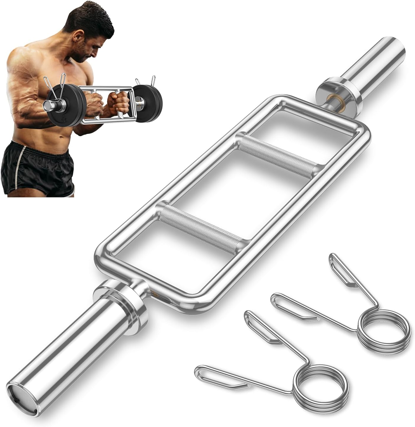 Olympic Barbell 20Kg - Home Gym Steel Triceps Bar, Black,
