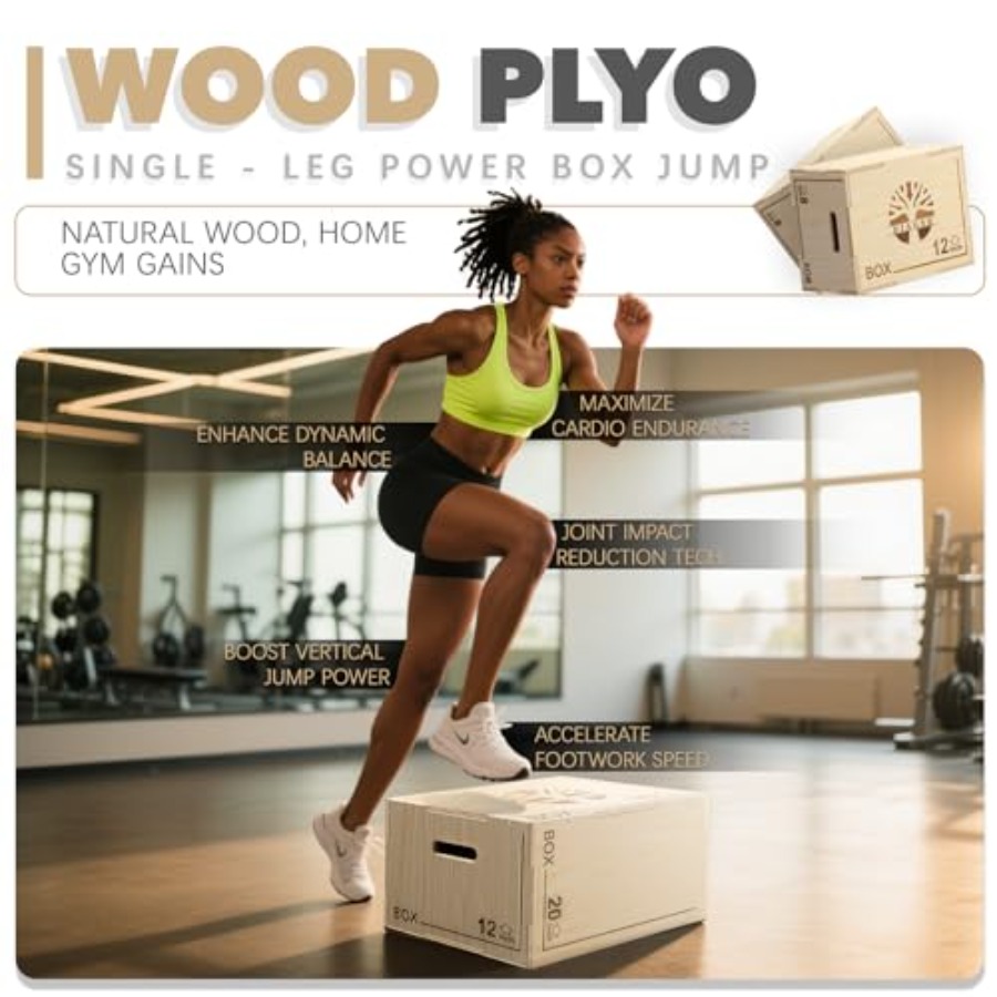 Plyo Box - 3-in-1 wood plyomet - Home Gym Jump Box ulasan dan harga