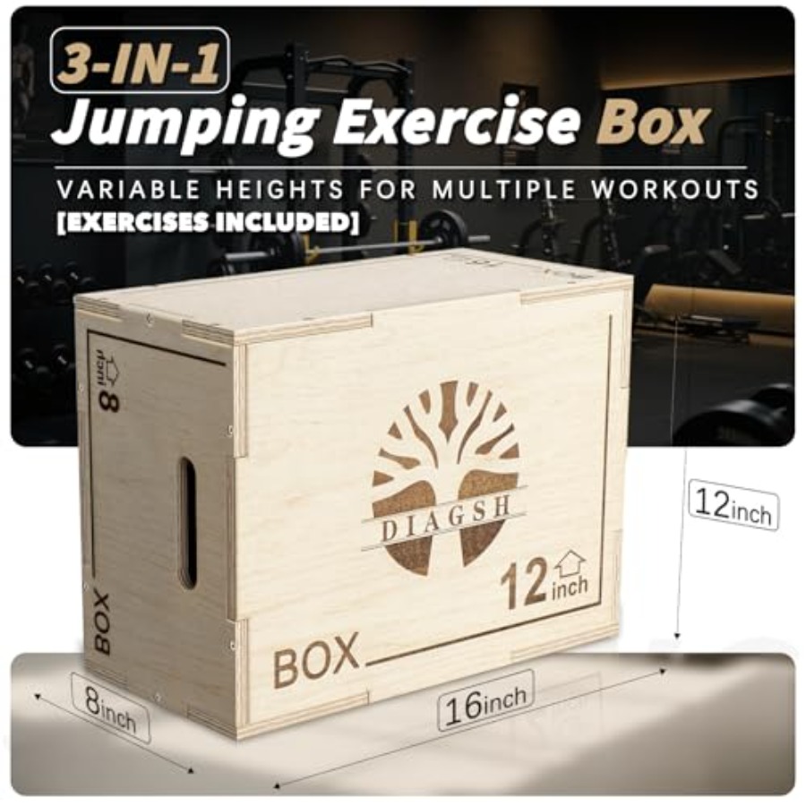Plyo Box - 3-in-1 wood plyomet - Home Gym Jump Box ulasan dan harga