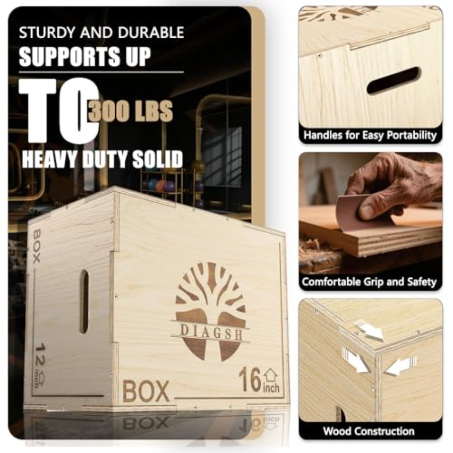 Plyo Box - 3-in-1 wood plyomet - Home Gym Jump Box ulasan dan harga